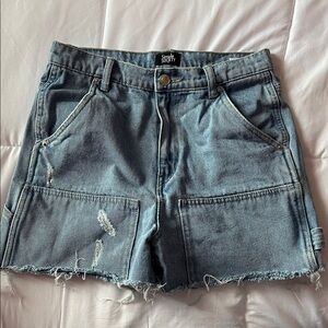 Simple Society Denim Blue Distressed Jean Shorts